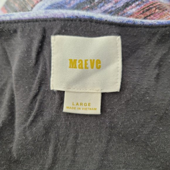 Anthropologie Maeve Dress Knit Chevron Fit and Flare Pockets Stripe Womens Large - Picture 9 of 10